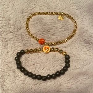 Gold and Black Beaded Bracelets